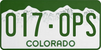 CO license plate 017OPS