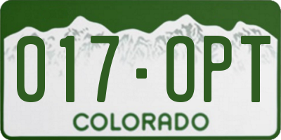 CO license plate 017OPT
