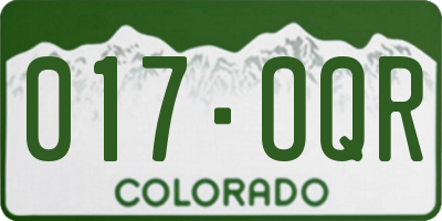 CO license plate 017OQR