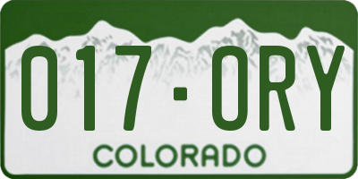 CO license plate 017ORY