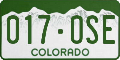 CO license plate 017OSE