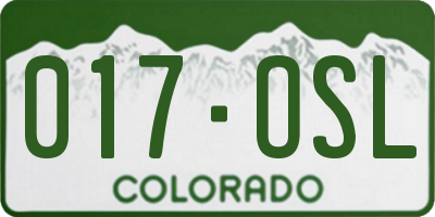 CO license plate 017OSL