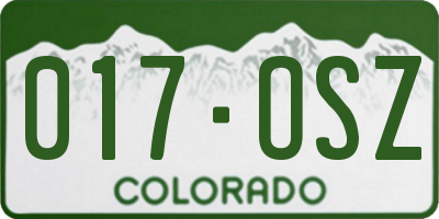 CO license plate 017OSZ