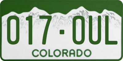 CO license plate 017OUL