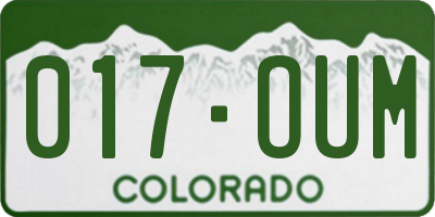 CO license plate 017OUM
