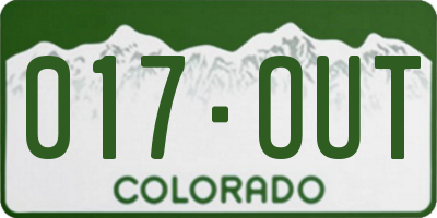 CO license plate 017OUT