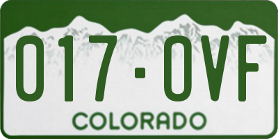 CO license plate 017OVF