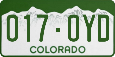 CO license plate 017OYD
