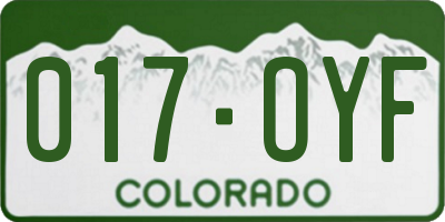 CO license plate 017OYF