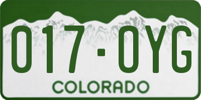 CO license plate 017OYG