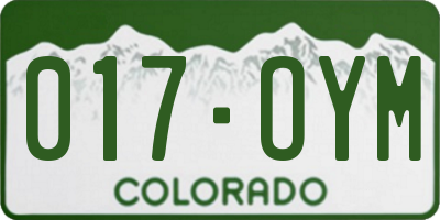 CO license plate 017OYM