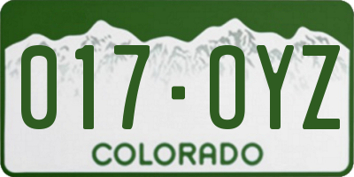CO license plate 017OYZ