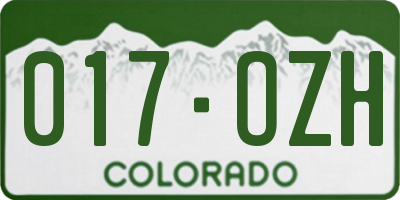 CO license plate 017OZH