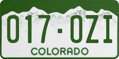 CO license plate 017OZI