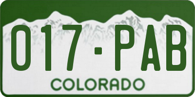 CO license plate 017PAB