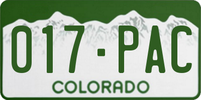 CO license plate 017PAC