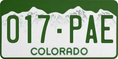 CO license plate 017PAE