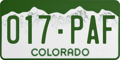 CO license plate 017PAF