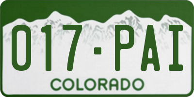 CO license plate 017PAI