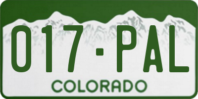 CO license plate 017PAL