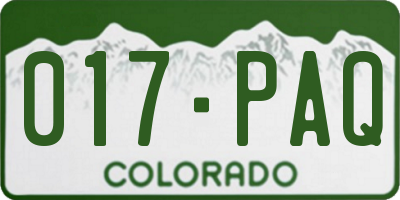 CO license plate 017PAQ