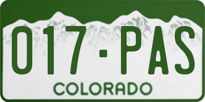 CO license plate 017PAS