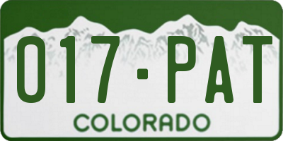 CO license plate 017PAT