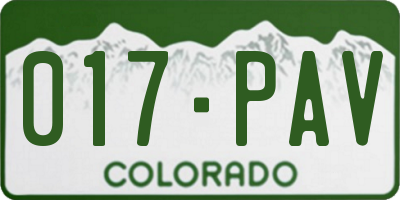 CO license plate 017PAV