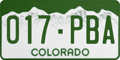 CO license plate 017PBA