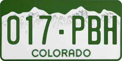 CO license plate 017PBH