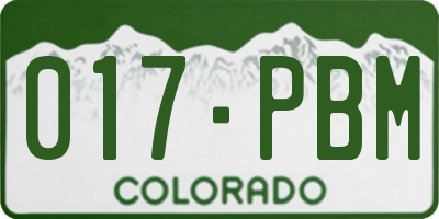 CO license plate 017PBM