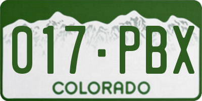 CO license plate 017PBX