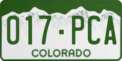 CO license plate 017PCA