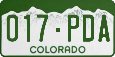 CO license plate 017PDA