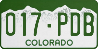 CO license plate 017PDB