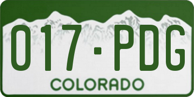 CO license plate 017PDG