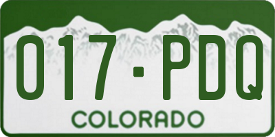 CO license plate 017PDQ