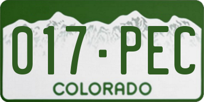 CO license plate 017PEC