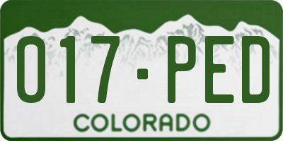 CO license plate 017PED