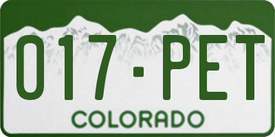 CO license plate 017PET