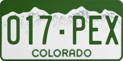 CO license plate 017PEX