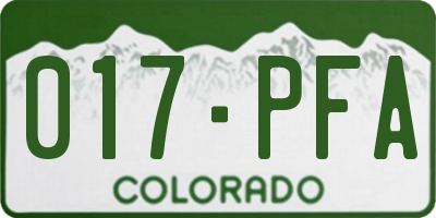 CO license plate 017PFA