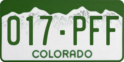 CO license plate 017PFF