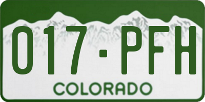 CO license plate 017PFH