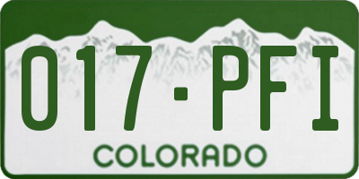 CO license plate 017PFI