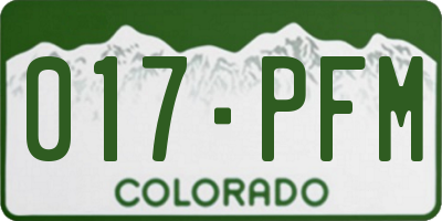 CO license plate 017PFM