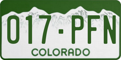 CO license plate 017PFN