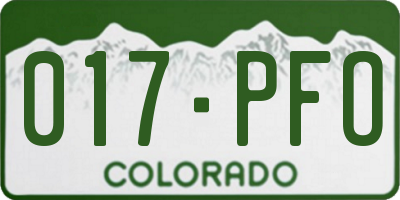 CO license plate 017PFO
