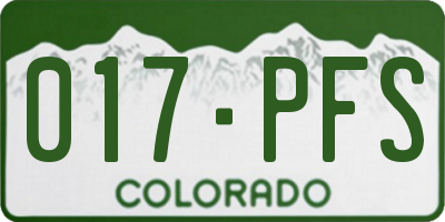 CO license plate 017PFS