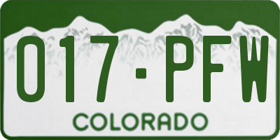 CO license plate 017PFW